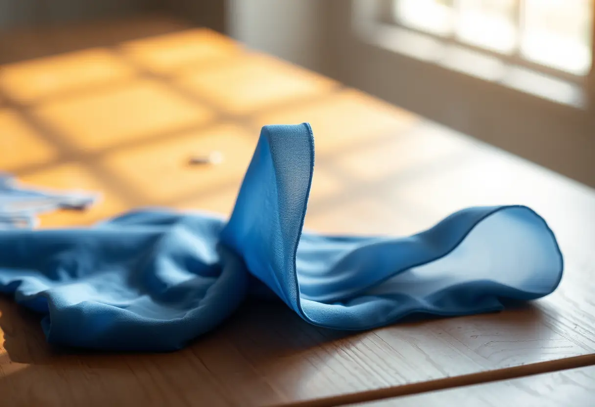 Un bas nylon roulé sur une table en bois