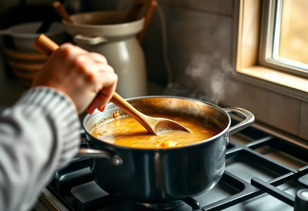 Main du bien-être : une main apaisante mélange délicatement une soupe