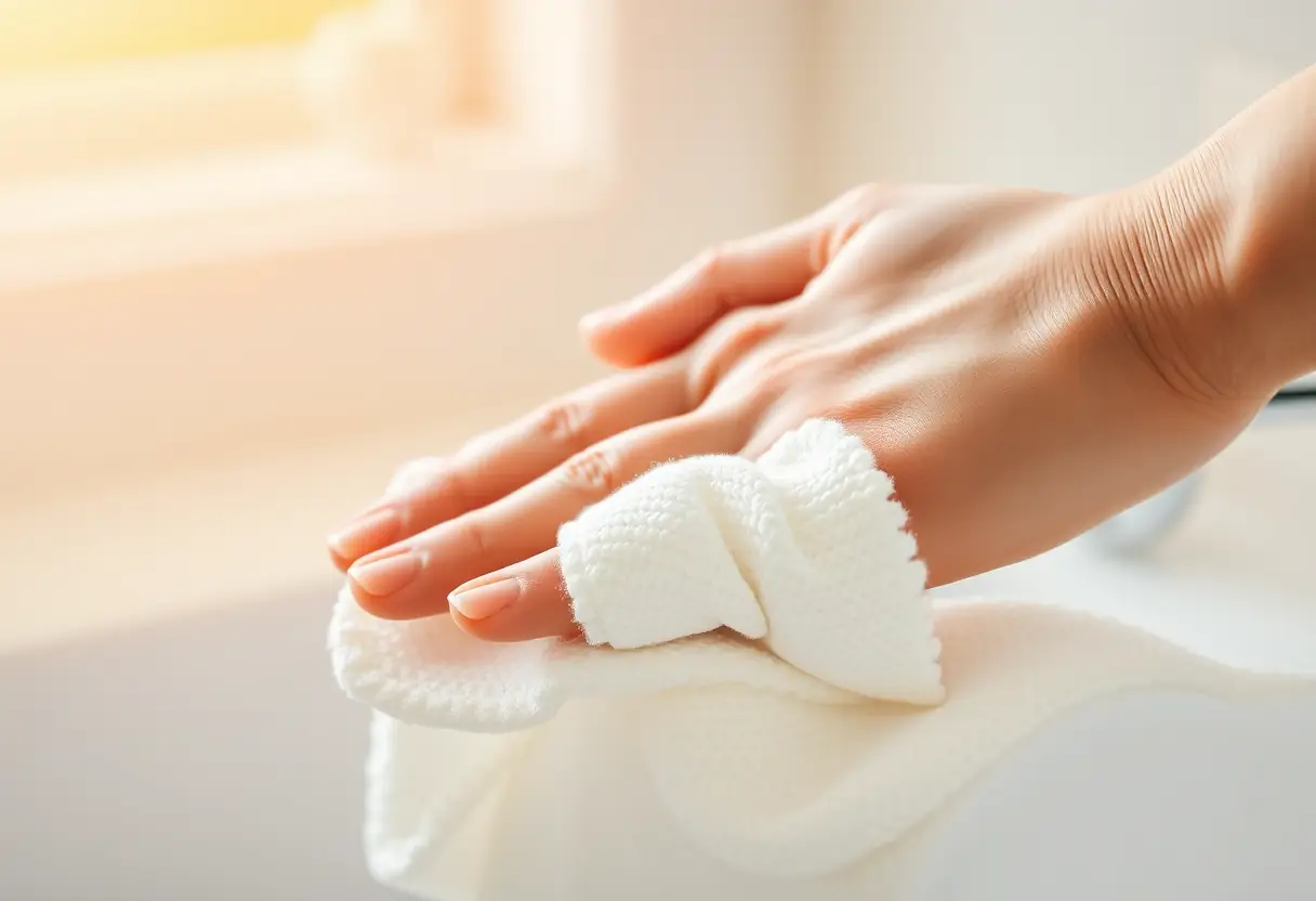 Maintenant un mouchoir en coton doux après une toilette intime
