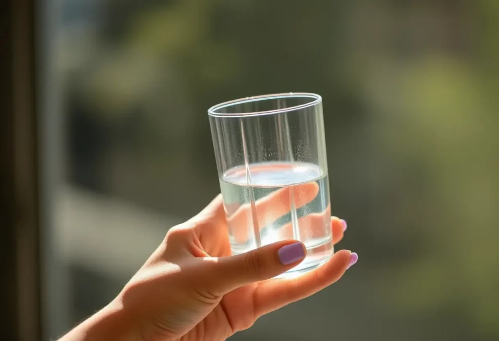 Une main tenant un verre d'eau pour soulager les infections urinaires