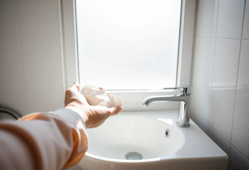 Mainenance des culottes menstruelles dans une salle de bains moderne