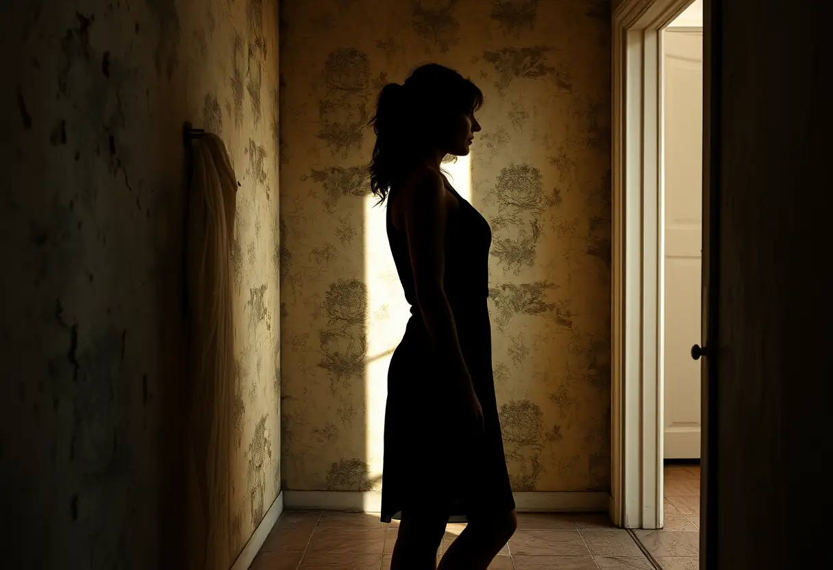 Un profil de femme dans une salle de bains ancienne, évoquant la rééducation périnéale