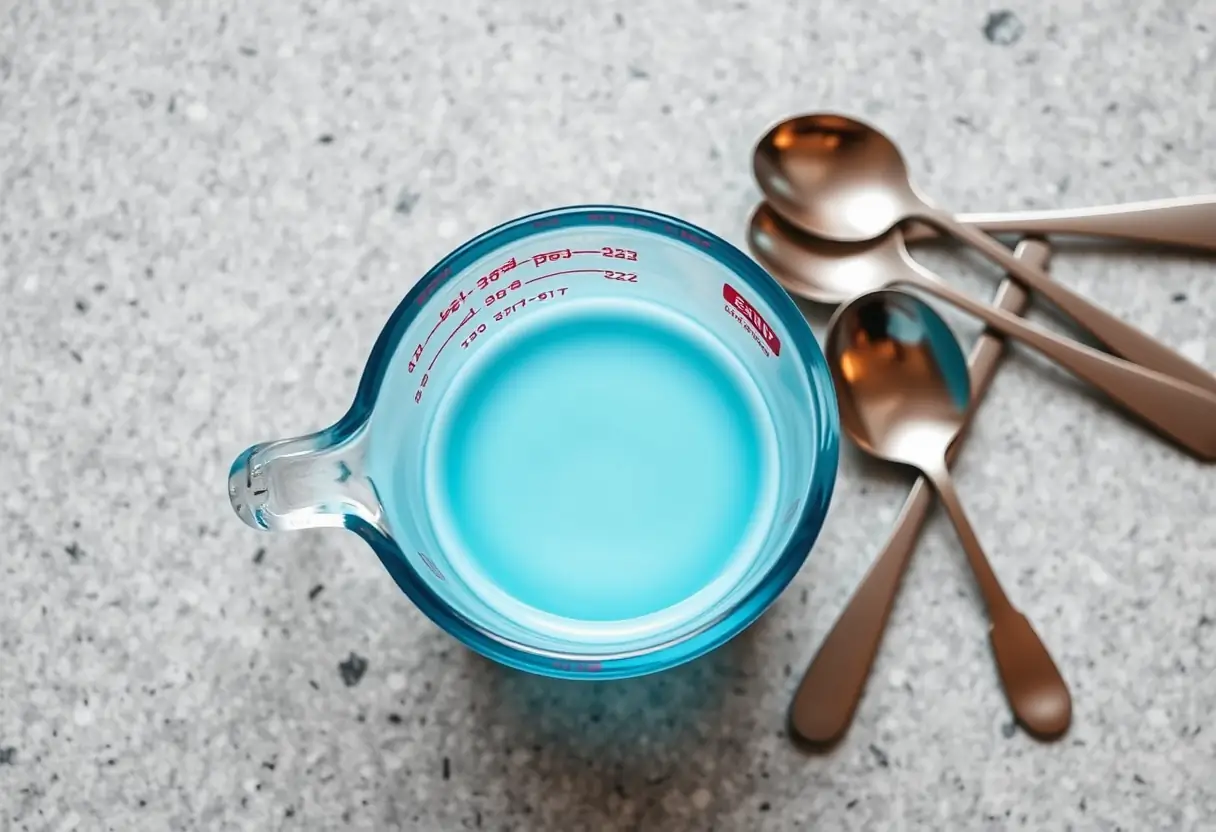 Un plan incliné montrant une mesure précise sur un comptoir de cuisine, illustrant les soins attentifs après une césarienne.