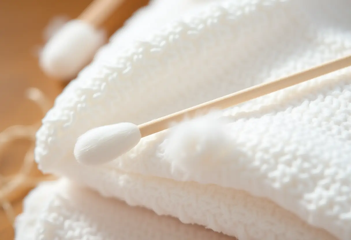 Un coton-tige posé sur un linge blanc, rappelant l'importance de l'hygiène intime