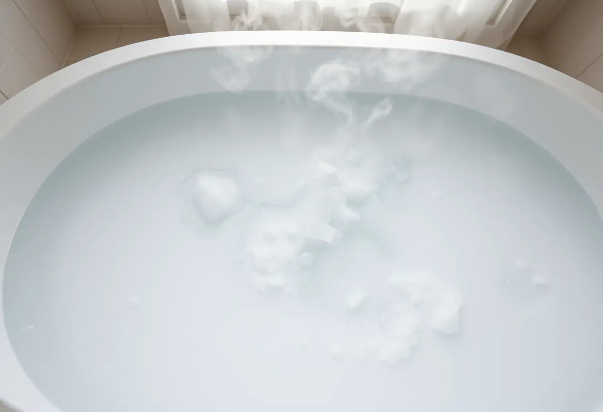 Un bain rempli d'eau chaude avec des sels de magnésium, source de détente et de bien-être